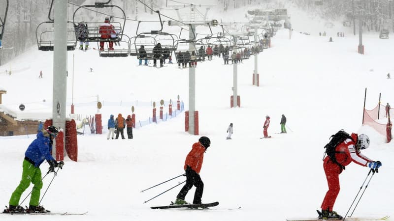 Des skieurs à Val d'Isère en mars 2014.