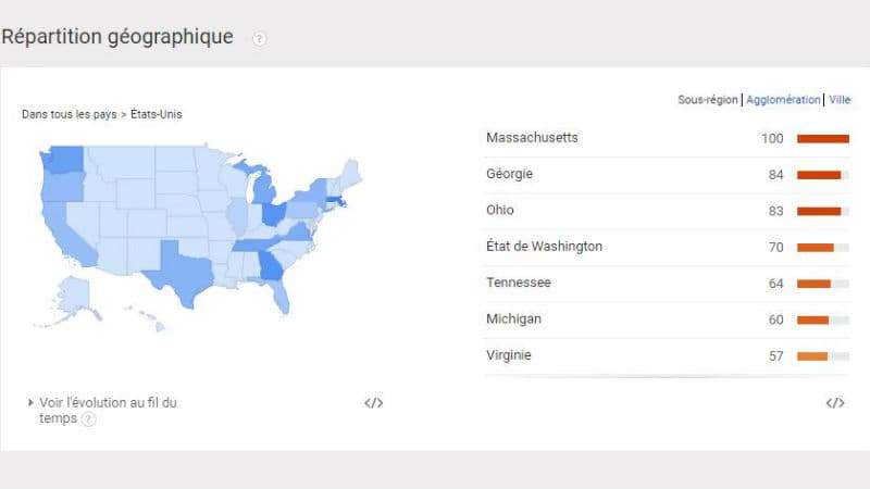 Les recherches émanent notamment du Massachusetts où est arrivé en tête Donald Trump. Les recherches émanent notamment du Massachusetts où est arrivé en tête Donald Trump.
