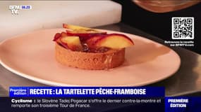 Tartelette pêche framboise crues à la gelée de sureau, ma recette estivale avec un chef