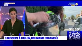 Toulon: des manifestants munis de casseroles pour accueillir la visite d'Olivier Dussopt