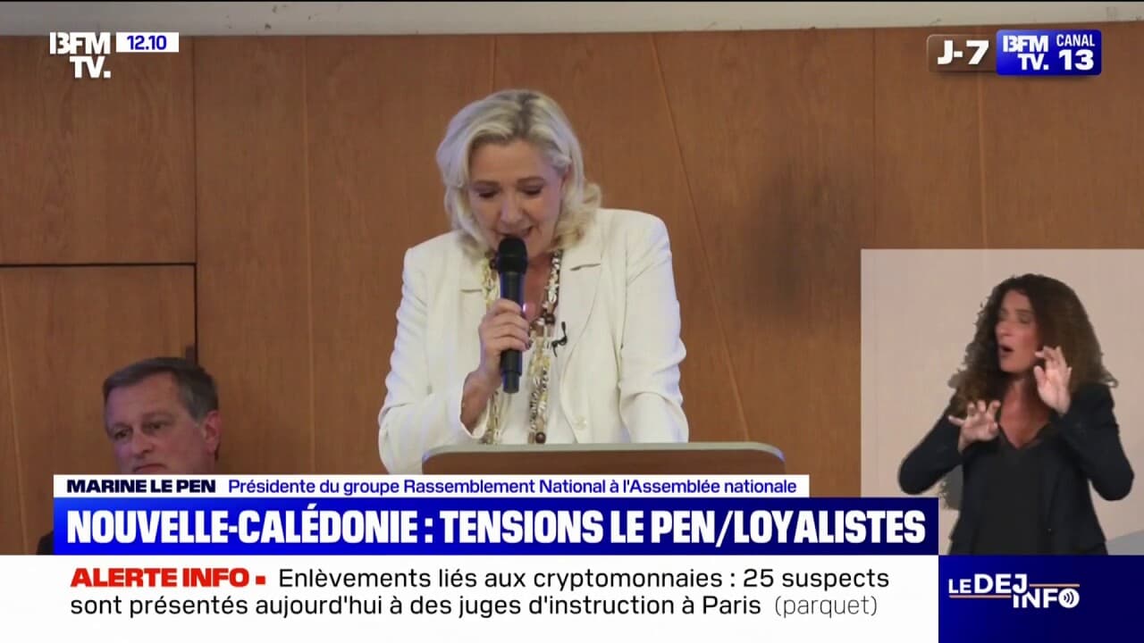 Pour son troisième et dernier jour en nouvelle-calédonie, marine le pen chahutée à cause de sa proposition d'un référendum dans 40 ans