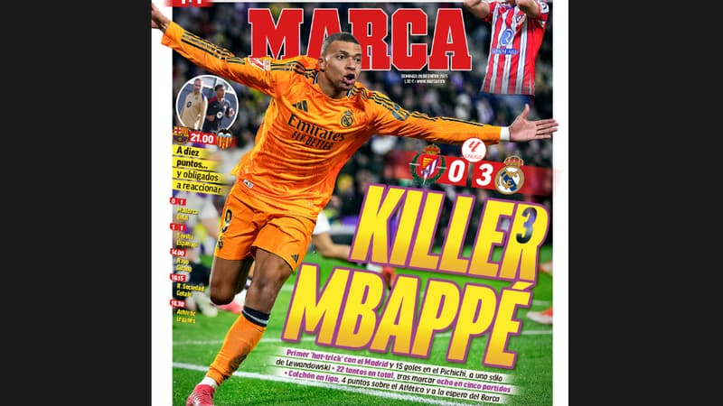 "Killer Mbappé", "Magnifique"… la presse espagnole s'enflamme pour la star du Real après son triplé contre Valladolid