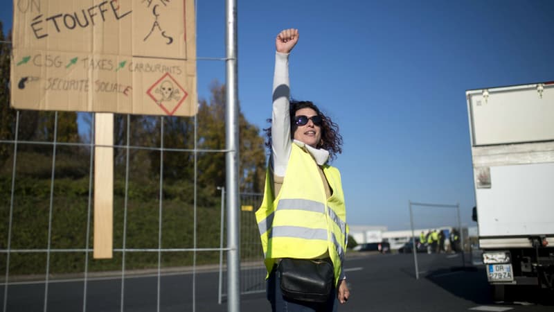 Une manifestante "gilets jaunes" le 18 novembre (PHOTO D'ILLUSTRATION)