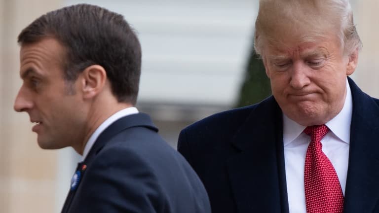 Donald Trump accueilli le 10 novembre 2018 à Paris par Emmanuel Macron, pour la commémoration du centenaire de l'armistice.