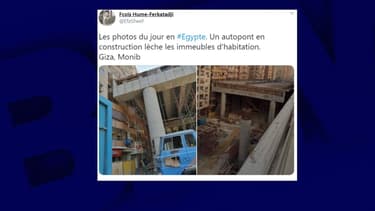 Un pont autoroutier de 12 km rase les immeubles à Gizeh, près du Caire.
