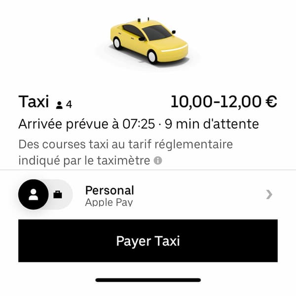 La nouvelle option Uber Taxi