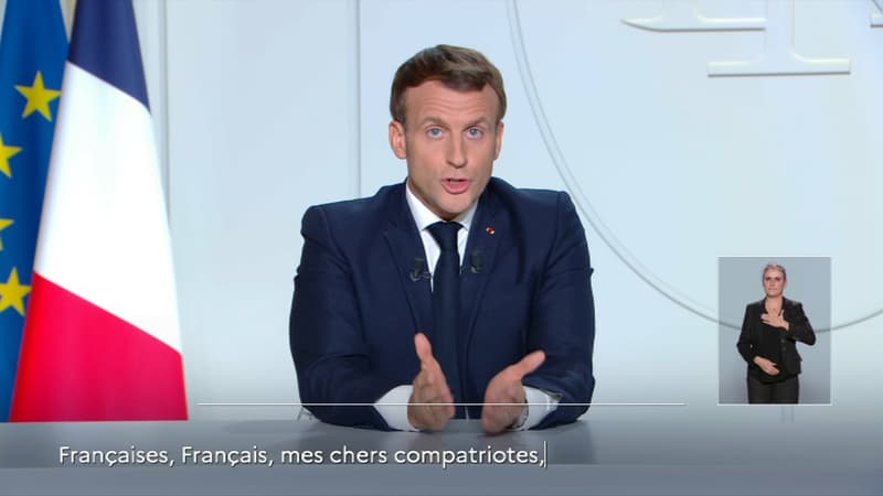 Emmanuel Macron lors de son allocution télévisée ce mercredi soir.
