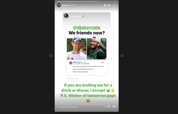 L'échange entre Djokovic et Kyrgios sur Instagram