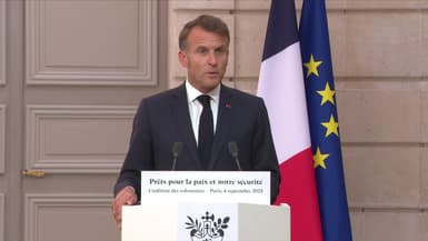 Emmanuel Macron lors d'une conférence de presse à l'Elysée le 4 septembre 2025.