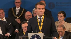 Emmanuel Macron à Aix-la-Chapelle.