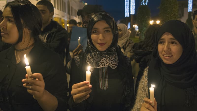 Manifestation à Rabat au Maroc le 6 novembre 2016 après la mort d'un vendeur de poisson écrasé par une benne à ordure.