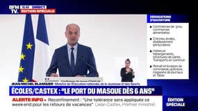 Reconfinement: Jean Castex confirme le port du masque dès six ans à l'école