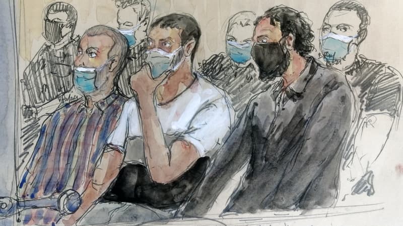 Les accusés dans le box de la cour d'assises spéciale qui juge les attentats du 13-Novembre.