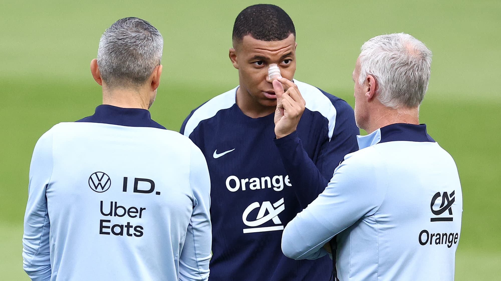 Kylian Mbappé à l'entraînement de l'équipe de France, le 19 juin 2024