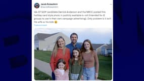 Une photo diffusée par le Comité national républicain montrant le candidat républicain au poste de député en Virginie, Derrick Anderson, entouré d'une femme et de trois enfants. 