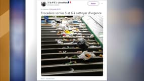 Des déchets ont été déversés dans le métro ce mardi matin.