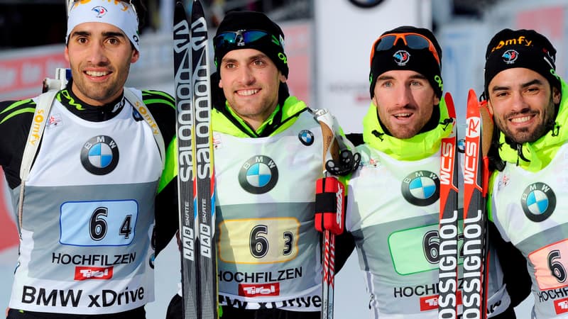 Martin Fourcade, Simon Desthieux, Jean-Guillaume Béatrix et Simon Fourcade