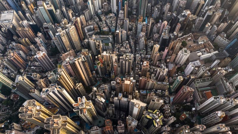 Vue aérienne d'Hong Kong.