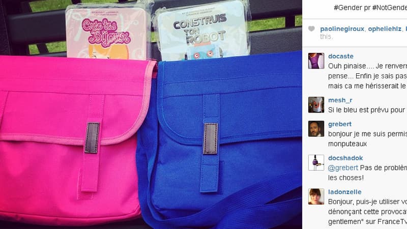 Distribution de cartables roses pour les filles, bleus pour les garçons par la ville de Puteaux. Une initiative qui a fait réagir.