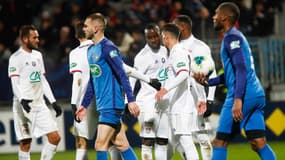 Les joueurs de l'OL face à Bourg-en-Bresse, le 4 janvier 2020