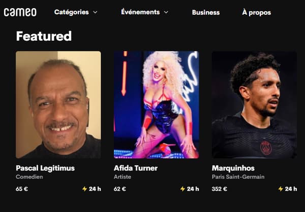 Featured personalities on the Cameo site.