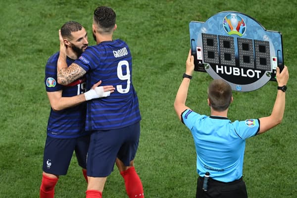 Karrim Benzema and Olivier Giroud during Euro 2021
