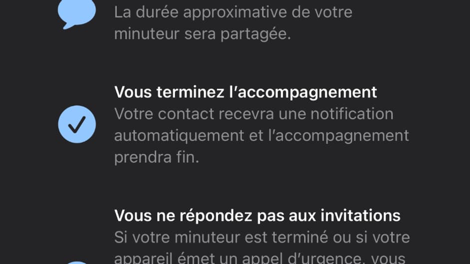 La fonction accompagnement sur iPhone. 