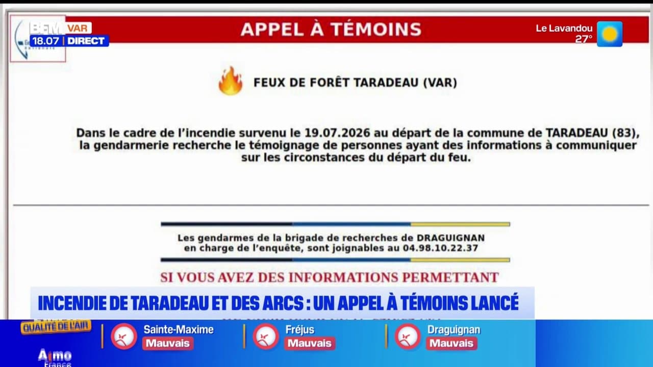 Incendie à Taradeau : la gendarmerie lance un appel à témoins