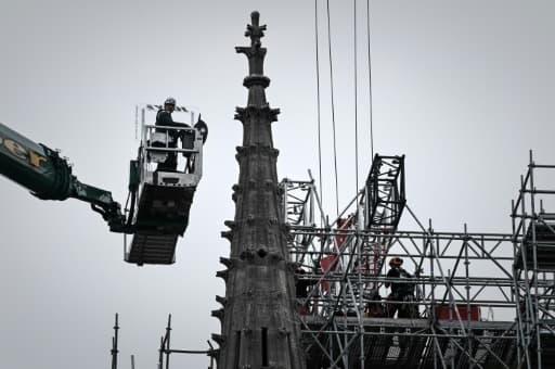 Opération de démontage de l'échafaudage engagée à Notre-Dame le 8 juin 2020 Opération de démontage de l'échafaudage engagée à Notre-Dame le 8 juin 2020