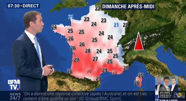 Températures du dimanche 25 juin 2018