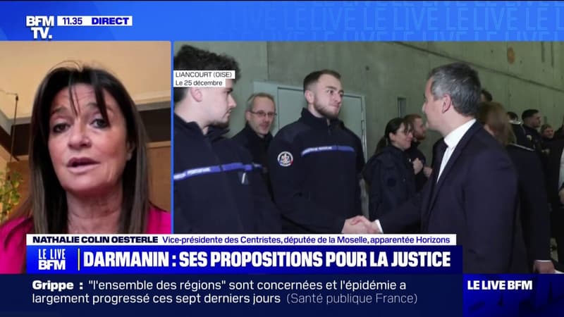 Nathalie Colin Oesterlé (vice-présidente des Centristes) réagit à la proposition de Gérald Darmanin d'allonger à 72h les gardes à vue dans le cadre de violences sexuelles aggravées et de féminicides