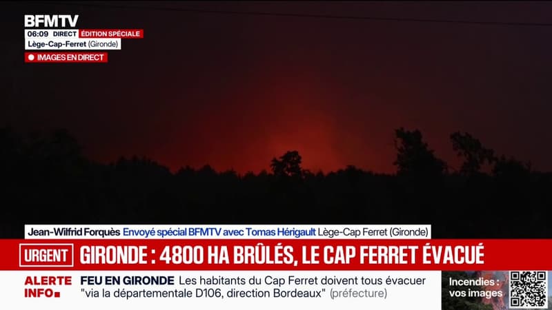 Incendie en Gironde: la commune de Lège-Cap-Ferret menacée par les flammes