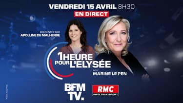 Marine Le Pen dans "1 heure pour l'Elysée" sur RMC et BFMTV