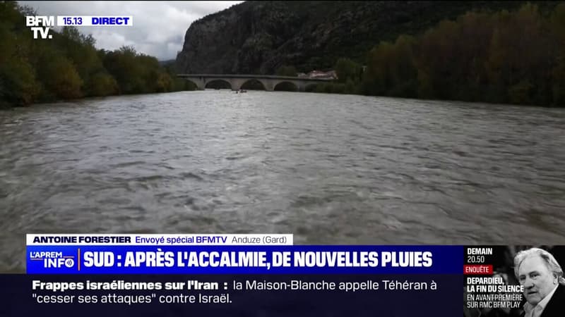 Pluies dans le sud de la France: le maire d'Anduze, dans le Gard, ferme le pont de sa commune pour prévenir tout accident