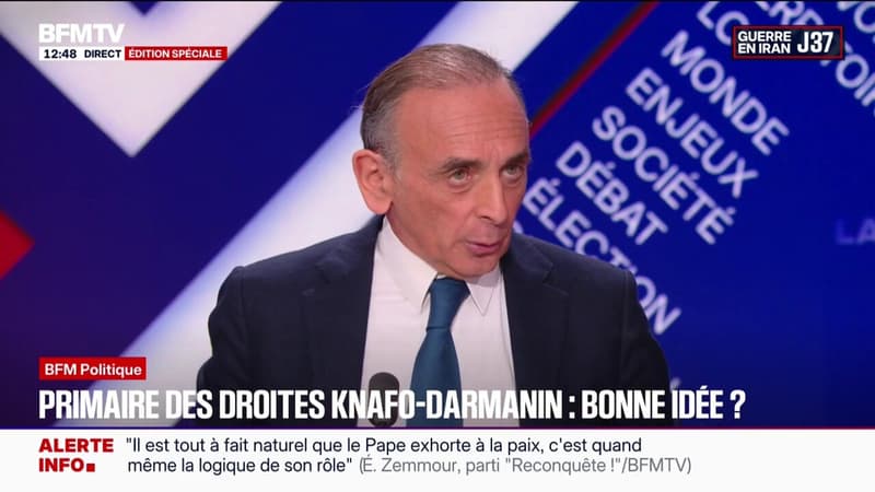 Présidentielle de 2027: Éric Zemmour se dit favorable à une "primaire de droite sans le centre"