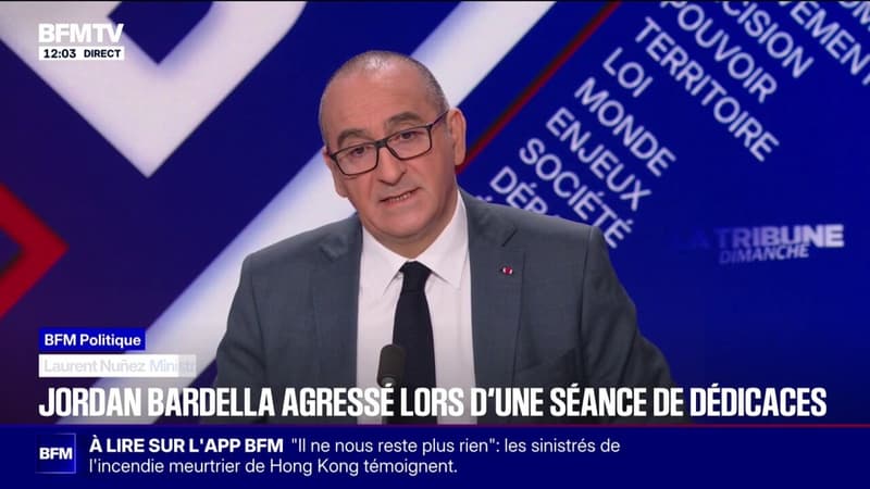 Jordan Bardella visé par un Suf: le ministre de l'Intérieur Laurent Nuñez "condamne très fermement cette agression"