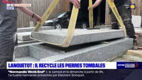 A Lanquetot, il recycle les pierres tombales