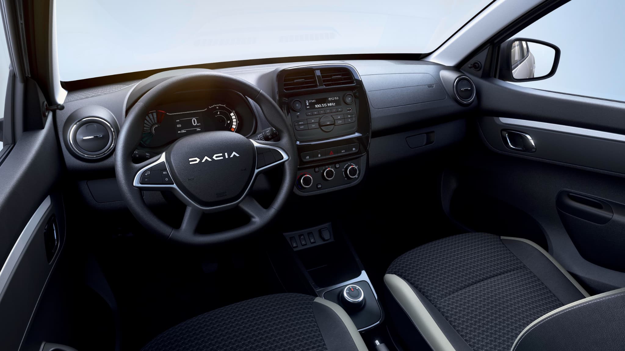 L'intérieur de la Dacia Spring "Essential".
