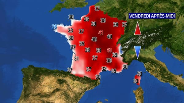 Carte des températures en France ce vendredi. Carte des températures en France ce vendredi.