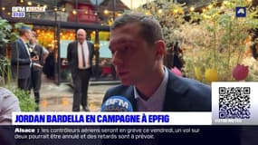 Bas-Rhin: le président par intérim du RN, Jordan Bardella, en campagne à Epfig