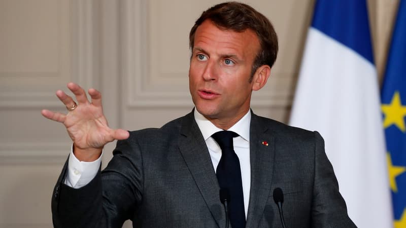 Emmanuel Macron lors d'une conférence de presse à l'Elysée, le 18 mai 2020