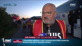 Blocage au siège de la compagnie Hop: Joel Rondel secrétaire CGT est sur place