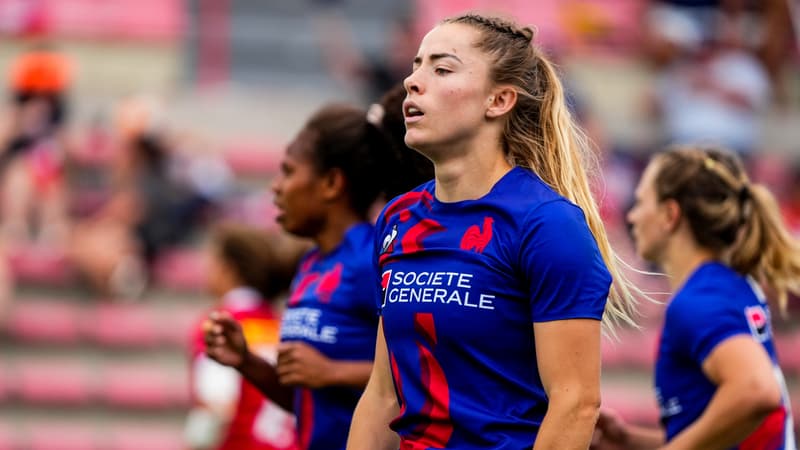 Joanna Grisez avec les Bleues du rugby à 7 en mai 2022