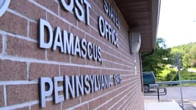Façade du bureau de poste de Damas, en Pennsylvanie, aux Etats-Unis.