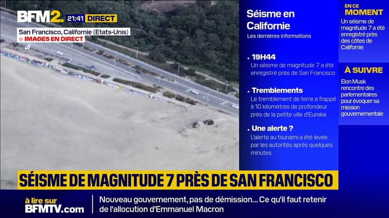 San Francisco: séisme de magnitude 7 près des côtes de Californie