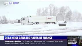 Près de 10 cm de neige observés sur l'A26 à hauteur de Saint-Omer