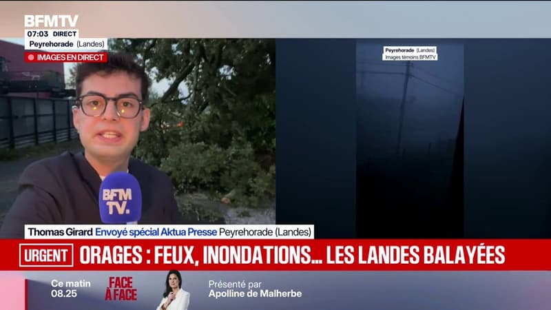 Violents orages: une vingtaine de communes des Landes touchées, notamment la commune de Peyrehorade, particulièrement sinistrée