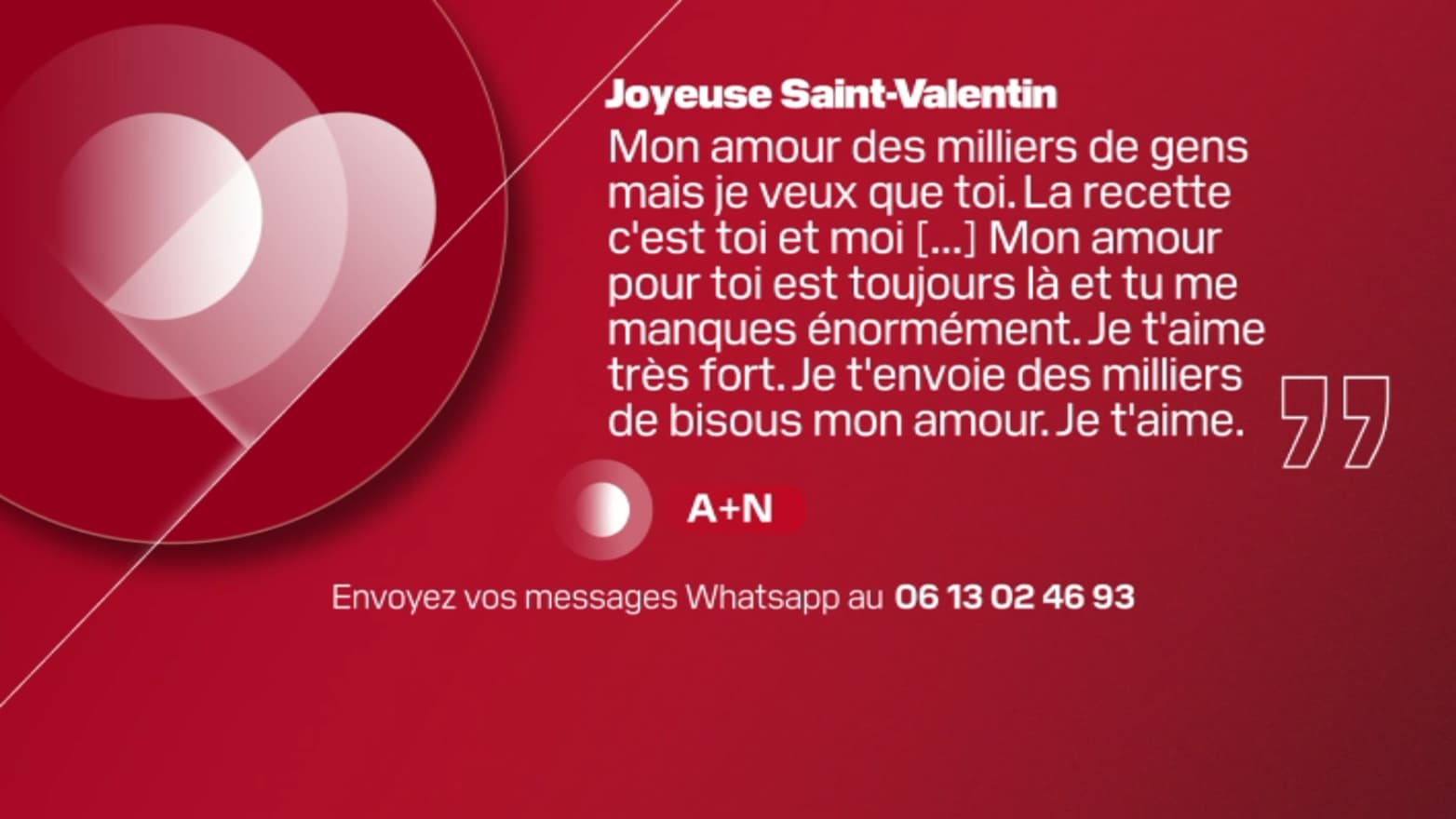 Message de Saint-Valentin, BFM Paris Ile-de-France.
