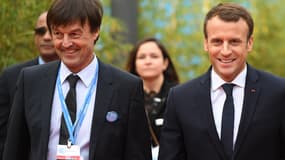 Nicolas Hulot et Emmanuel Macron le 15 novembre 2017 à Bonn, en Allemagne.