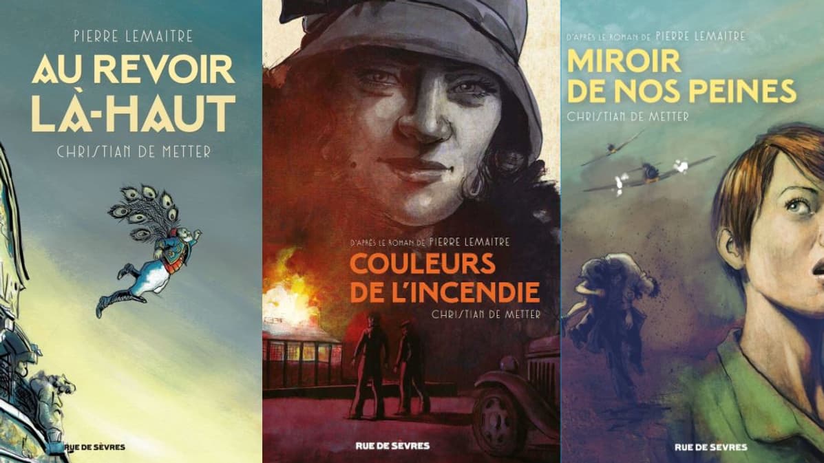 Les couvertures des adaptations de Pierre Lemaître par Christian de Metter Les couvertures des adaptations de Pierre Lemaître par Christian de Metter